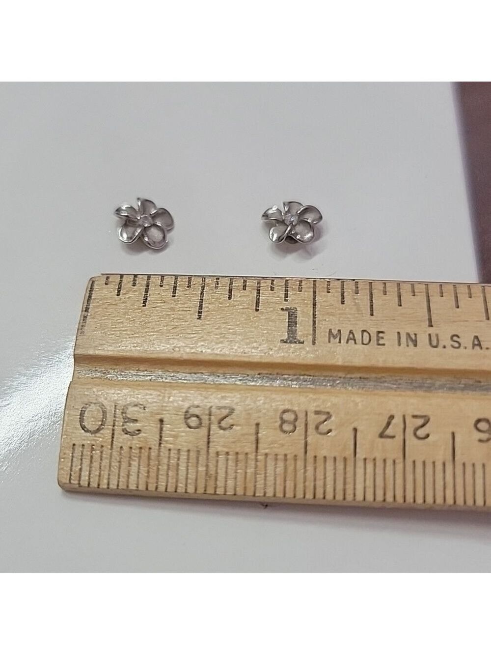 Moana Collection Sterling Silver Earring Stud: Solid Plumeria - Picture 2 of 2